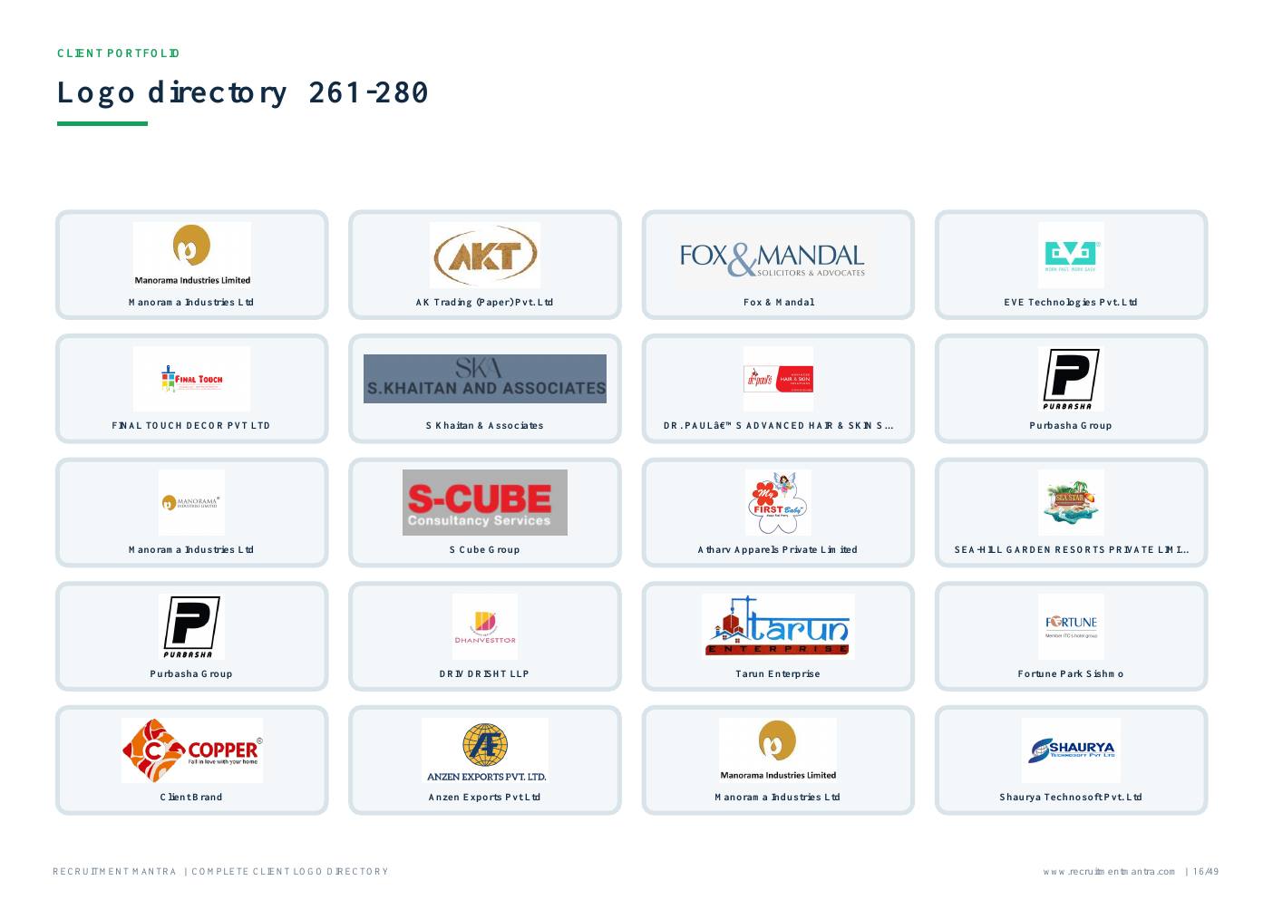Recruitment Mantra client logos 261 to 280