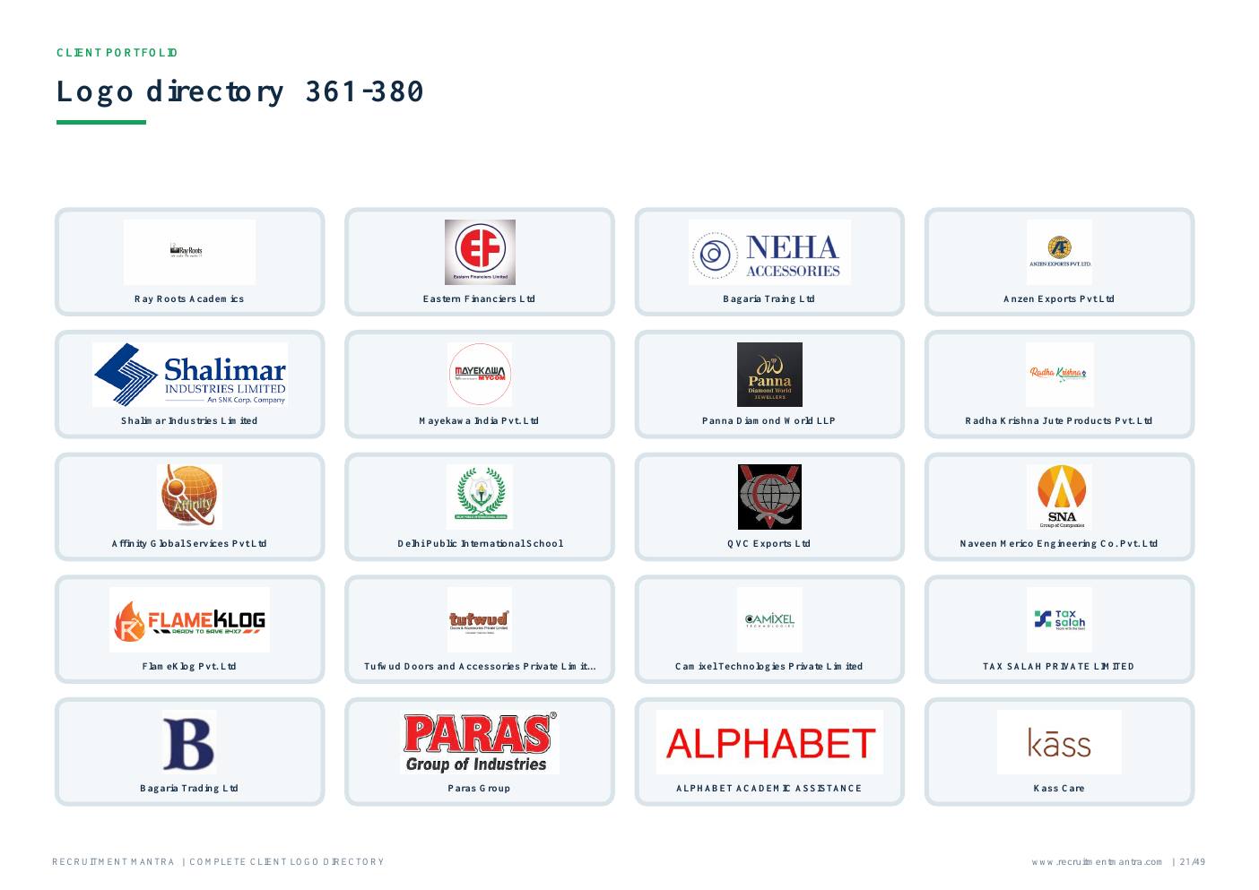 Recruitment Mantra client logos 361 to 380
