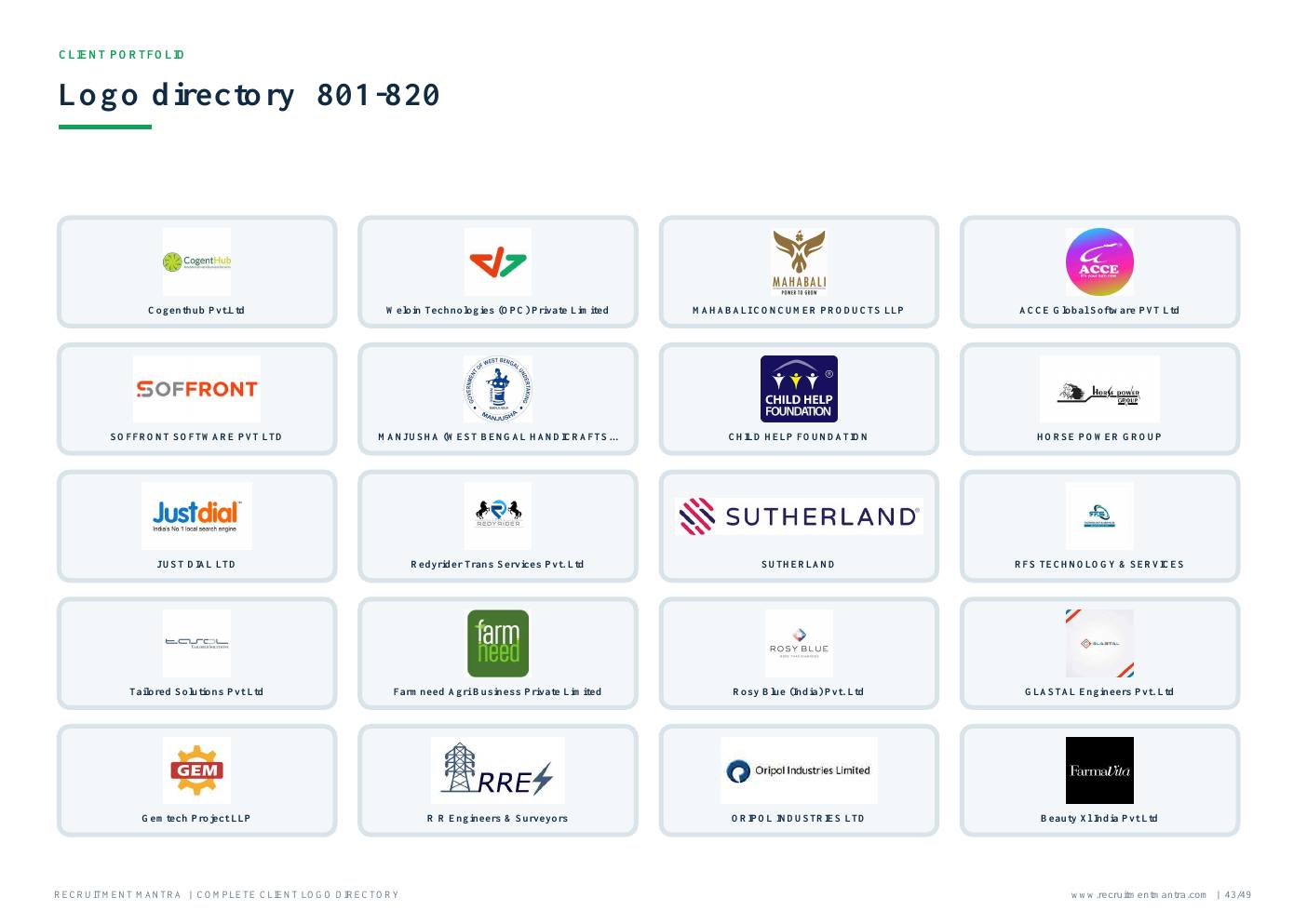 Recruitment Mantra client logos 801 to 820