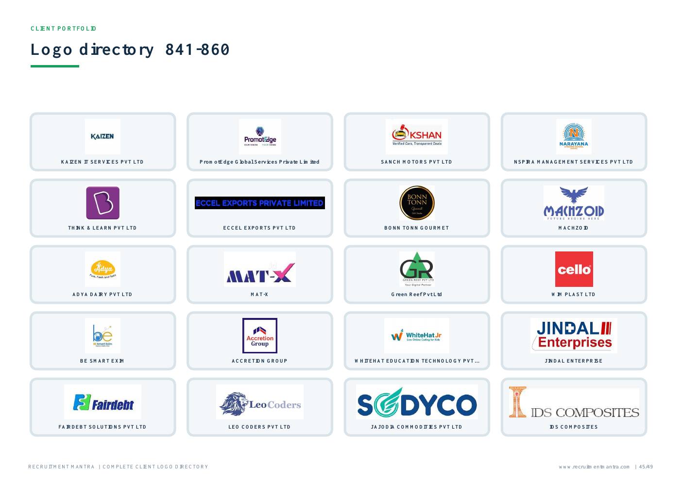 Recruitment Mantra client logos 841 to 860