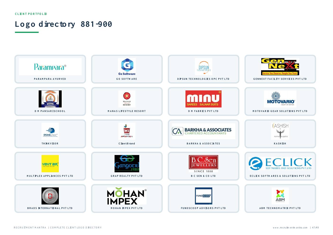 Recruitment Mantra client logos 881 to 900